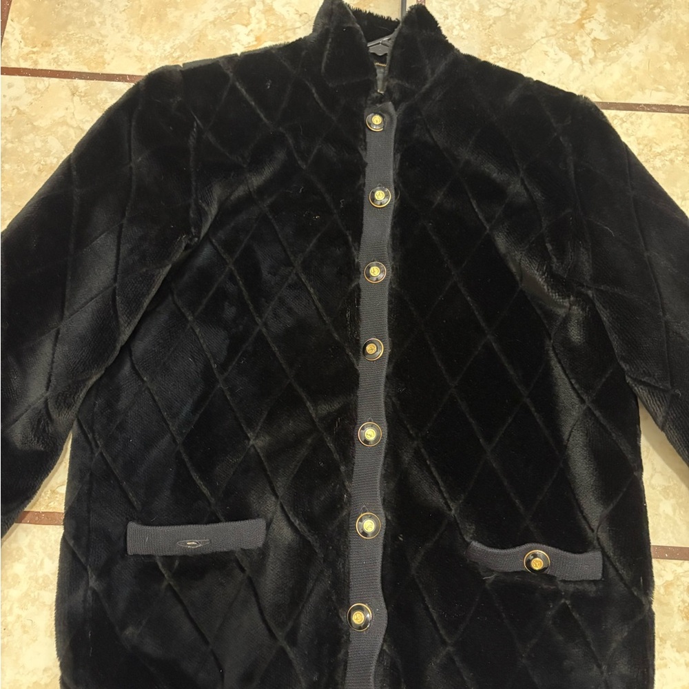 St. John Black Coat with Gold Accents